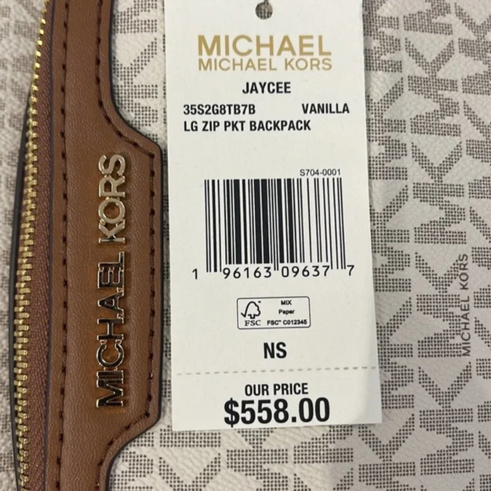 Michael Kors Jaycee Large Zip Pocket Backpack Vanilla